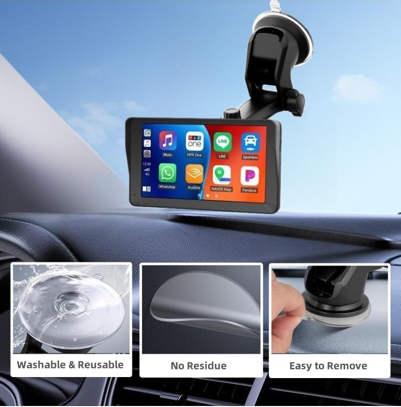 Epronic Carplay Mount with Scrwes Flexible Suction Cup Bracket for 7"/ 9"/ 10.26" Car Android Auto Screen Upgraded Windshield Dashboard Suction Cup Mount - Image 4